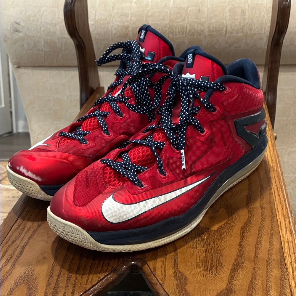 Nike Red and Navy Basketball Shoes with White Swoosh